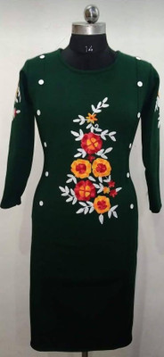 SUHAIL ANSARI Women Embroidered, Floral Print Straight Kurta(Green, Multicolor)