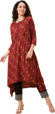 Globus Women Printed A-line Kurta(Maroon)