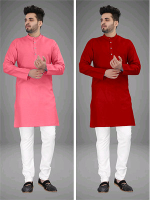 TRUST OUS Men Solid Straight Kurta(Multicolor)