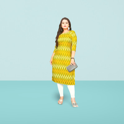 Laliitatex Women Printed A-line Kurta(Yellow)