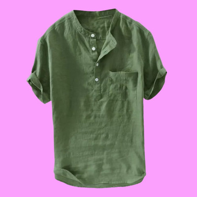 GAINELL Men Solid Straight Kurta(Green)