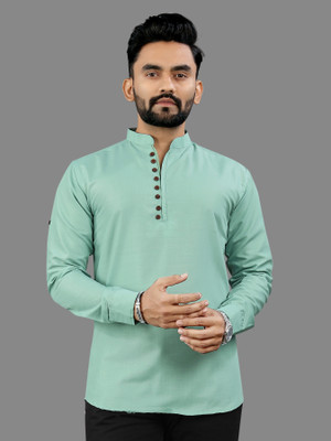 seawind Men Self Design Straight Kurta(Light Green)