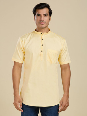 Rajubhai Hargovindas Men Solid Straight Kurta(Yellow)