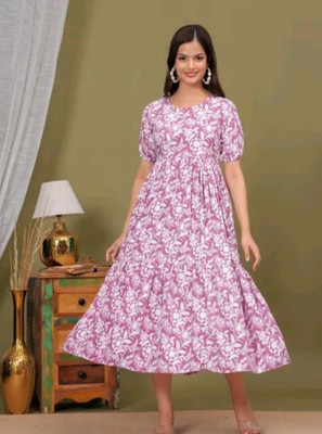 HouseOfCommon Women Gown Pink Midi/Calf Length Dress