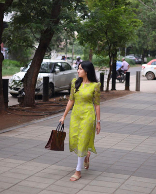 iEthniya Women Printed A-line Kurta(Green)