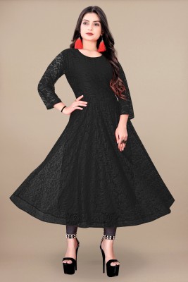 dramfashion Anarkali Gown(Black)