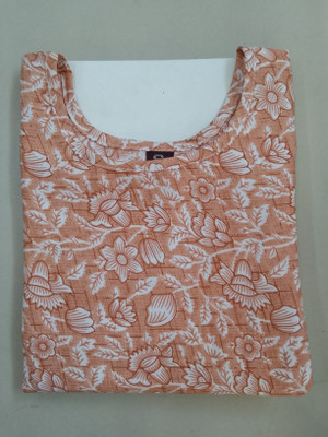 RD Collection Women Floral Print Straight Kurta(Orange, White)