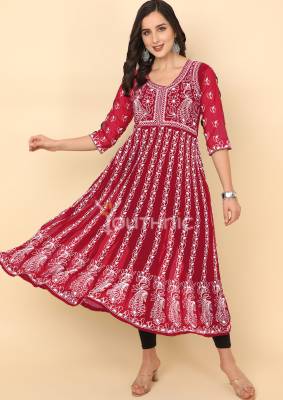 Youthnic Women Chikan Embroidery Anarkali Kurta