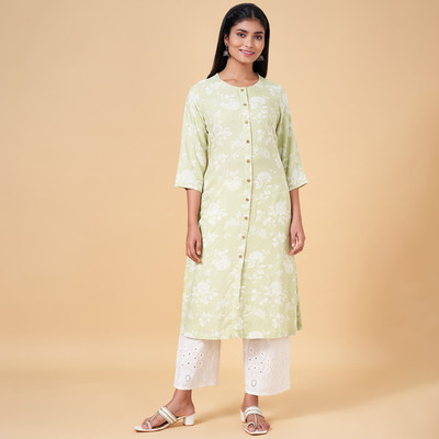Rangmanch by Pantaloons Women Printed A-line Kurta(Light Green)