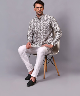 Yugnik Men Printed A-line Kurta(Dark Green)