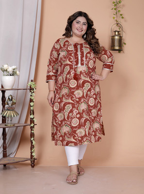 GYAPTI Women Printed Straight Kurta(Maroon)