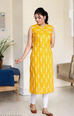 BIBHATSU Women Self Design A-line Kurta(Yellow)