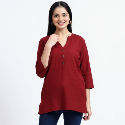 DEVU FASHION Women Solid Straight Kurta(Maroon)