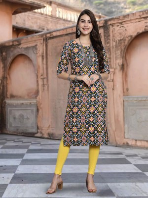 EthnicBasket Women Printed Straight Kurta(Multicolor)