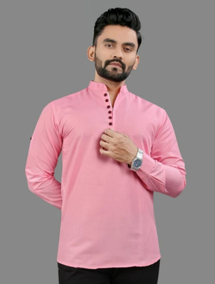 RADHE RADHE Men Solid Straight Kurta(Pink)