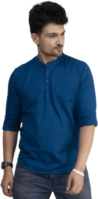 D Finish Men Solid Casual Dark Blue Shirt