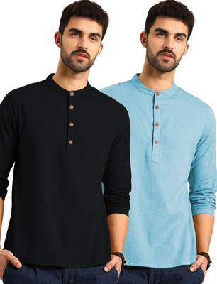 VIMASUTI Men Solid Straight Kurta(Light Blue)