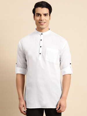 Rajubhai Hargovindas Men Solid Straight Kurta(White)