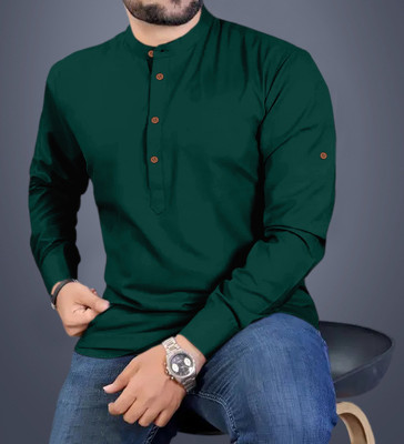 ROYAL SCOUT Men Solid Straight Kurta(Green)