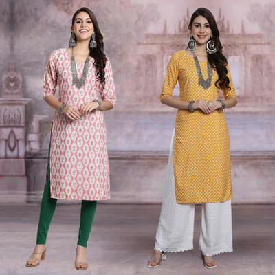 Moda Rapido Women Printed Straight Kurta(Multicolor)