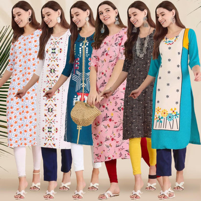 1 Stop Fashion Women Printed A-line Kurta(Multicolor)