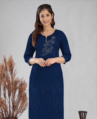 sadya collection Women Self Design A-line Kurta(Blue)
