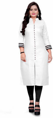 Jg Enterprise Women Solid A-line Kurta(White)