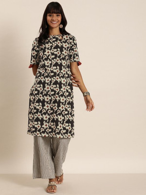Sa Rasa Women Floral Print Straight Kurta(Multicolor)