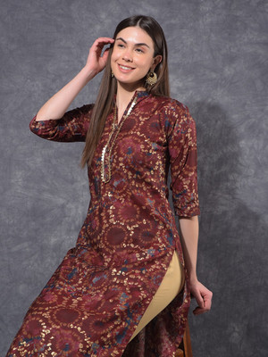 Mamoose Women Self Design Ethnic Dress Kurta(Maroon)