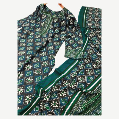 HouseOfCommon Women Patchwork, Solid, Woven Design, Applique, Paisley, Self Design Straight Kurta(Green)