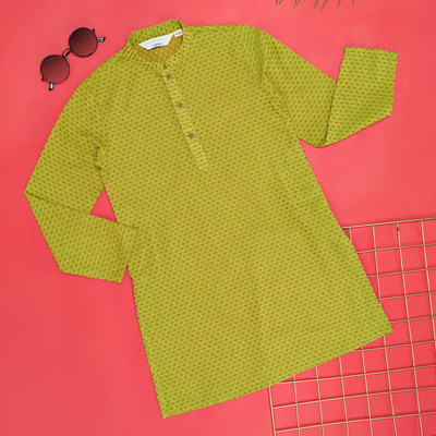 Indus Route by Pantaloons Boys Dyed/Ombre Flared Kurta(Green)