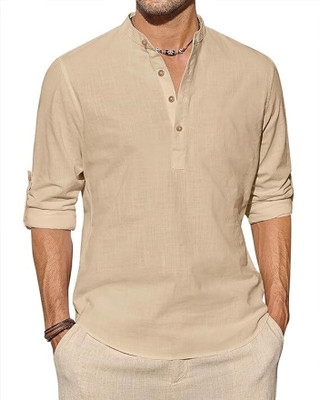 Vimal Star Men Solid A-line Kurta(Beige)