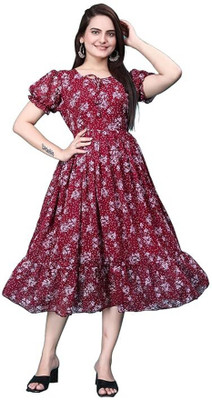 MAHI ARTLIFE Women Printed Anarkali Kurta(Maroon)