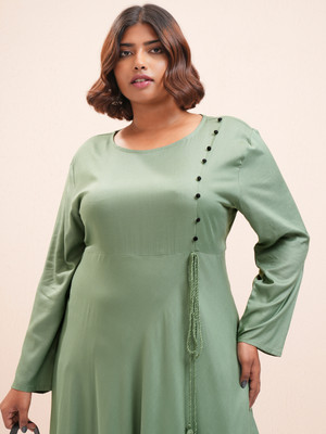 Vishudh Women Solid A-line Kurta(Green)