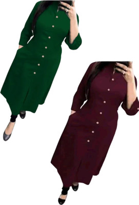 Maa Meladi Creation Women Solid A-line Kurta(Multicolor)