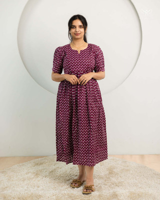 SHRI KRISHNA TEXTILE Women Printed Anarkali Kurta(Brown)