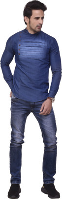 SQS Men Solid A-line Kurta(Dark Blue)