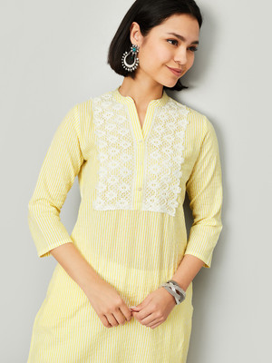 MAX Women Printed A-line Kurta(Yellow)