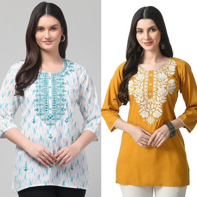 STYLE PREZONE Women Embroidered, Printed A-line Kurta(Multicolor)