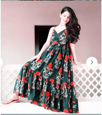 60 OFF on Nayo Women Red Black Printed Anarkali Kurta on Myntra