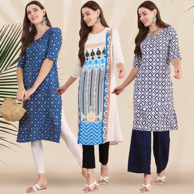 1 Stop Fashion Women Printed A-line Kurta(Multicolor)