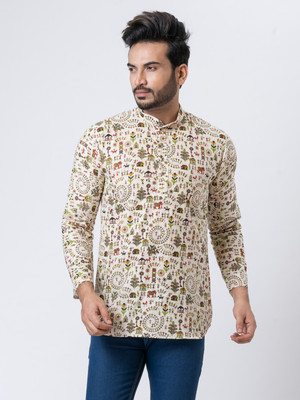Rainbow Cloths Men Printed Straight Kurta(Multicolor)