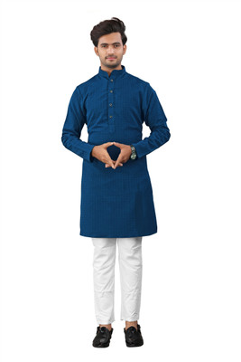 swara creation Men Solid A-line Kurta(Blue)