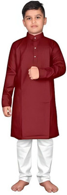 GUYS HUBB Boys Solid Ethnic Dress Kurta(Maroon)