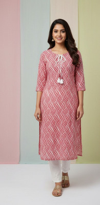 N N ENTERPRISE Women Printed Straight Kurta(Light Blue)