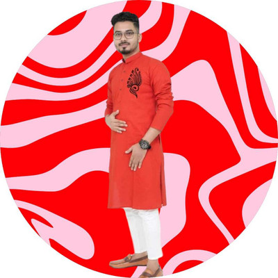 Mamta Biswas Men Printed Straight Kurta(Red)