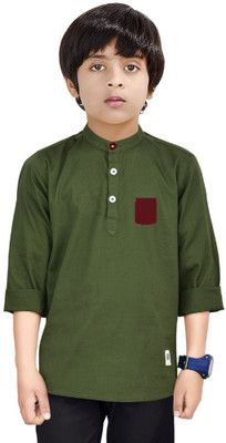 NirvaanaTrends Boys Solid Straight Kurta(Dark Blue)