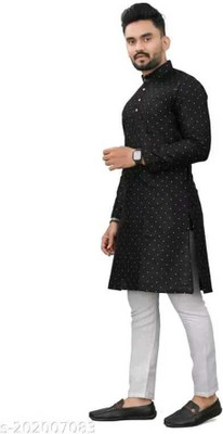Gold Art Fashion Men Embellished Straight Kurta(Blue)
