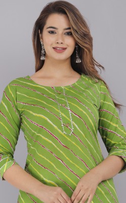 SANAWARI Women Printed Straight Kurta(Green)