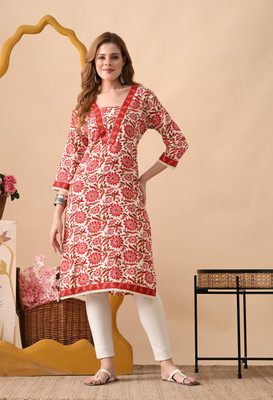 Deepyog Women Printed Straight Kurta(Multicolor)